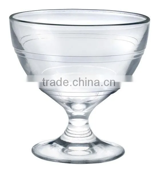 Clear transparent leadfree ice cream glass cup with stem glass bowl design blown manufacturing