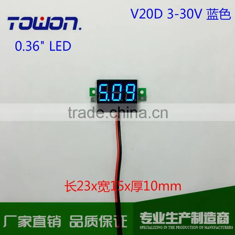 LED V20D DC 2.5-30V two wires Red/Blue/Green digital Voltmeter display module 0.36 "LED Voltage Meter
