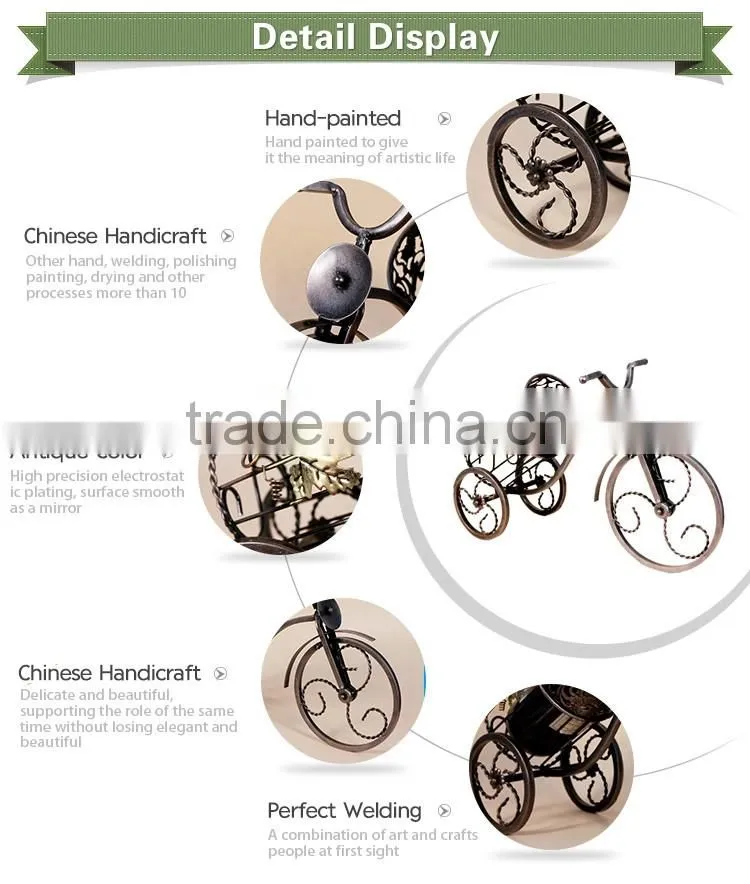 continental fashion home deco tricycle upscale vintage metal wine rack