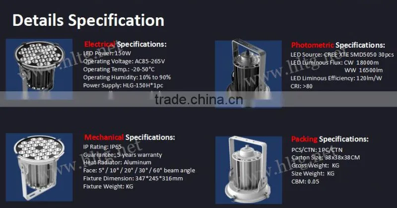 Shenzhen manufacturer CREEXTE SMD5050 150W LED Flood/Town Crane Light with 5 years warranty