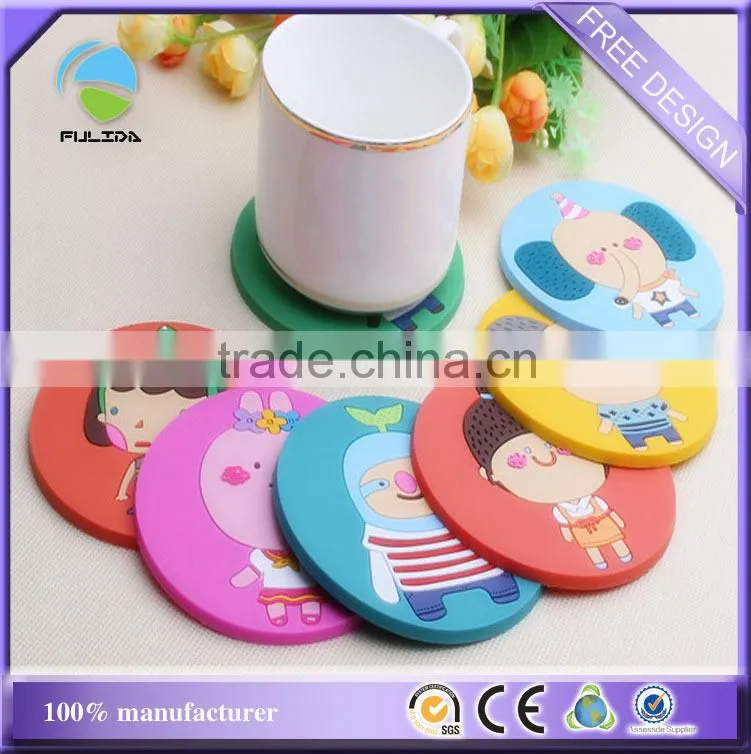 colorful soft pvc hotel cafeteria dining logo mixed wholesales cup holder mat