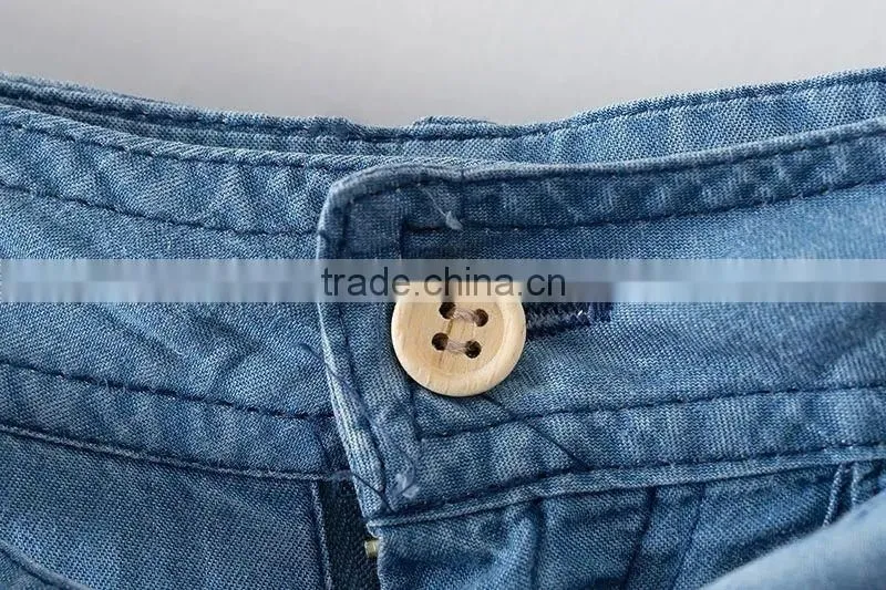 Hot Trendy Women High Waist Pockets Bow Sashes Denim Jeans Harem Pants Trousers