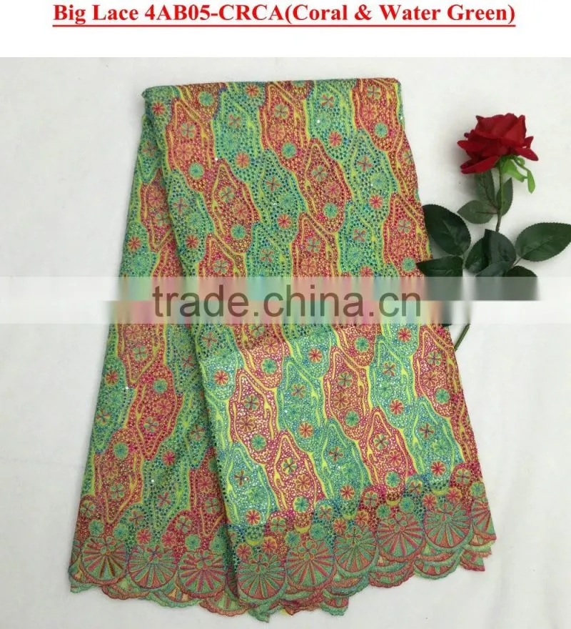 Latest design cotton voile fabric royal blue swiss voile lace