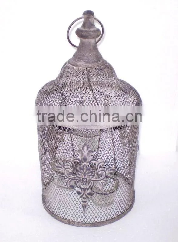 8009236F- round metal wire candle lantern