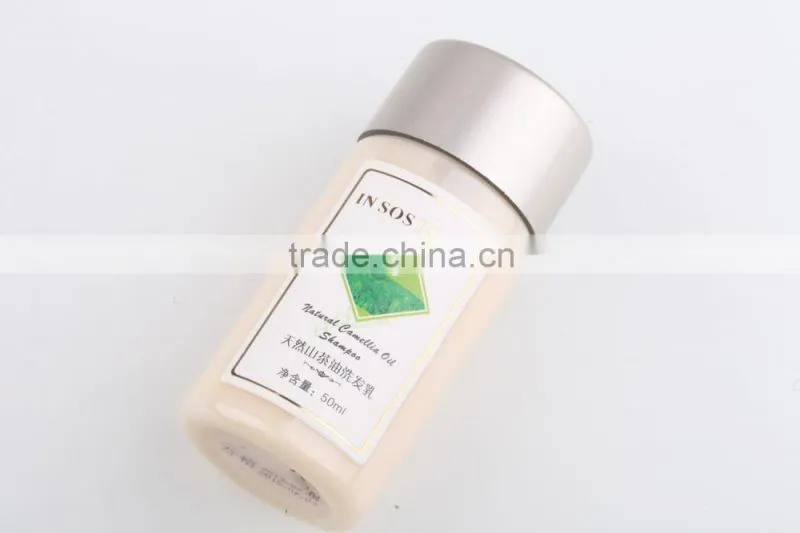 Brand small volume camellia essential oil shampoo for hotel/travel