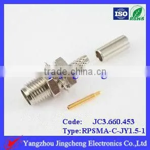 Nickel Plated Reverse Polarity SMA female body with male pin crimp straight for RG316 cable bulkhead