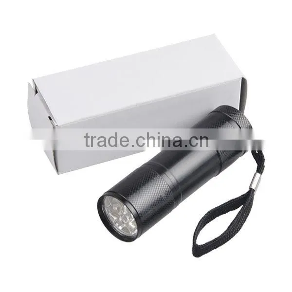 Free Laser Logo Aluminum Alloy Promotional 9 LED Fleshlight Torch