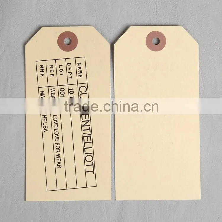2016 directly factory custom irregular shape logo paper hangtag for jeans t-shirt