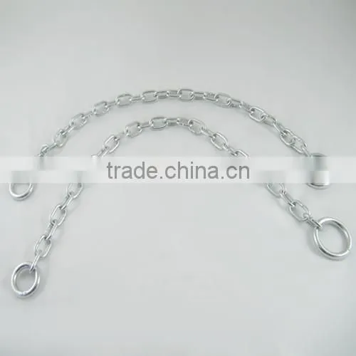 White galvanized link chain with two rings