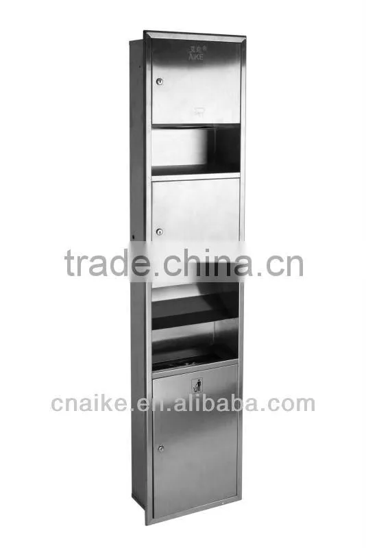 Combination Cabinet RECESSED HAND DRYER +TOWEL DISPENSER +DUSTBIN, SS.304