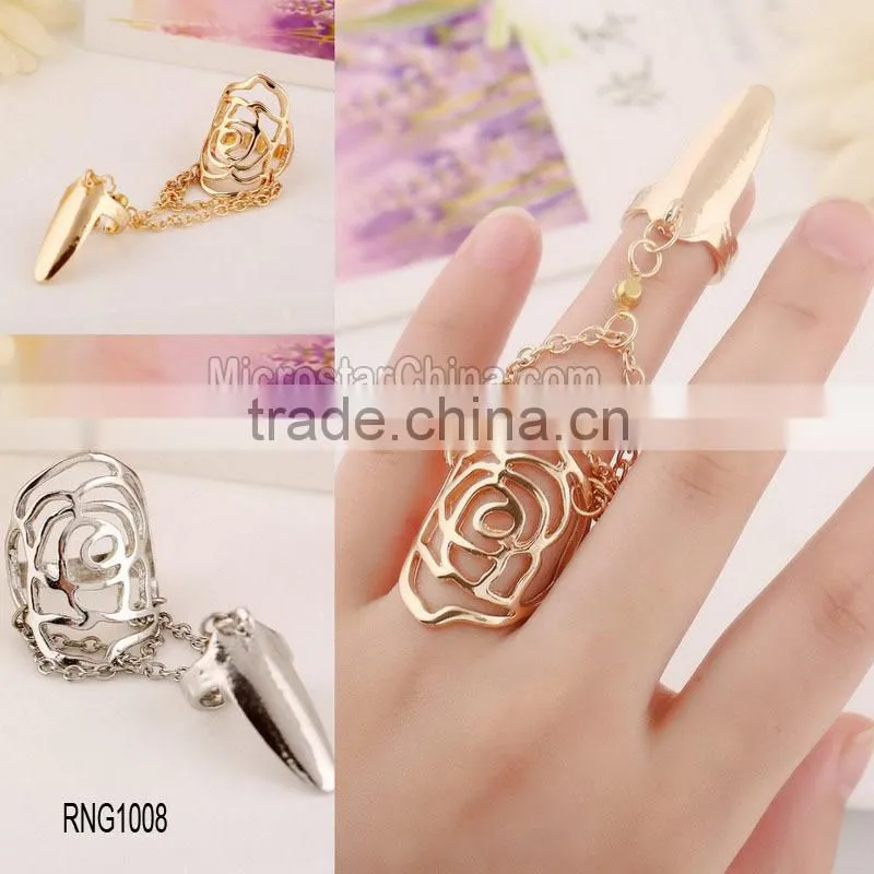 2016 Fshion hollow double cross diamond gold and silver unique friendship rings