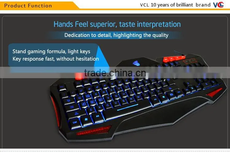 Hot selling backlit multimdedia wired gaming computer keyboard