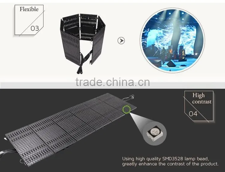 Outdoor led advertising display screen cheap price/flexible led screen for stage back light