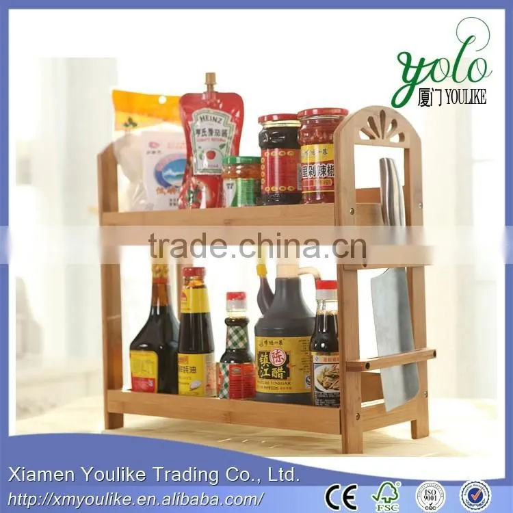 Wholesale Restaurant Kitchenware wooden spice rack Bamboo Spice Rack