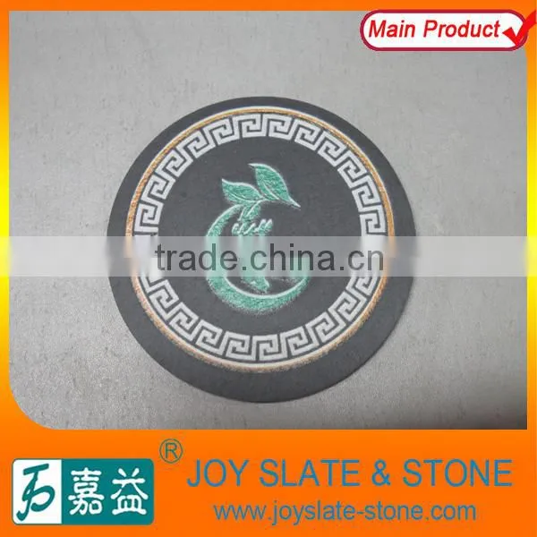 Square shaped black slate teacup mats and pads
