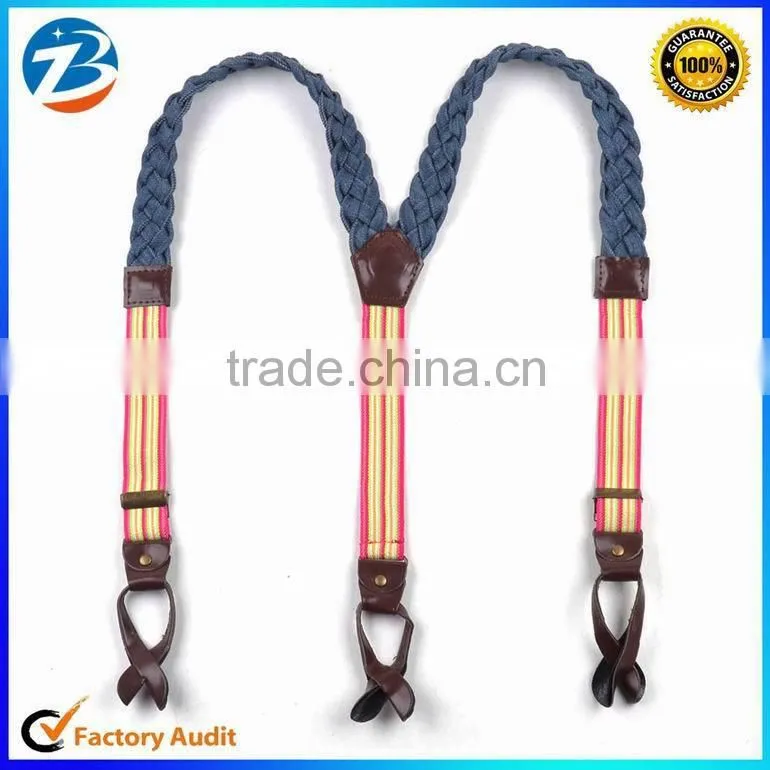 Custom Fashion Webbing Elastic Girls Suspender Leather Button End