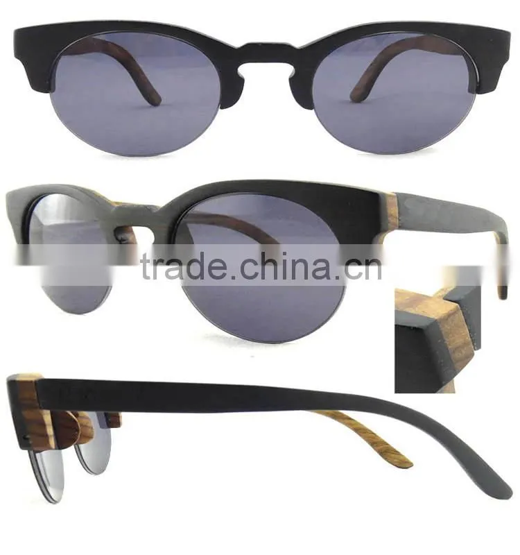 Individualized Eco-friendly Semi- Rimless Wood Sunglasses