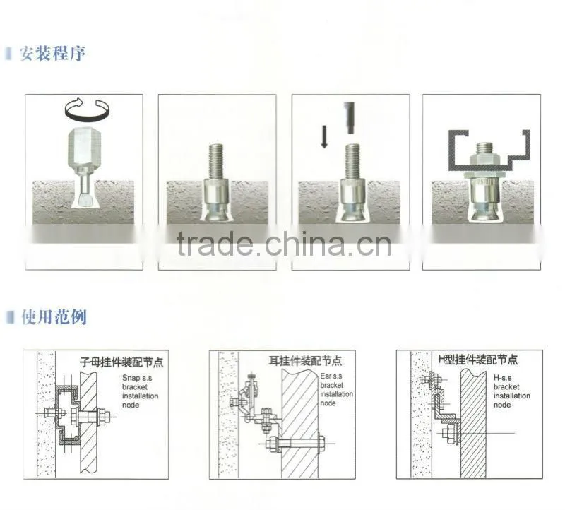 knocking type back bolt for aluminum curtain wall accessories