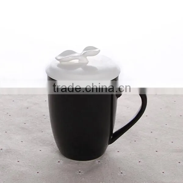 400ml 14oz ceramic coffee mug with lid solid color tea cup with cover solid color Factory directly sale
