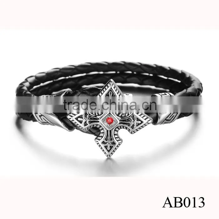 New Products 2016 Stainless Steel Custom Bracelet With PU leather Manufacturer