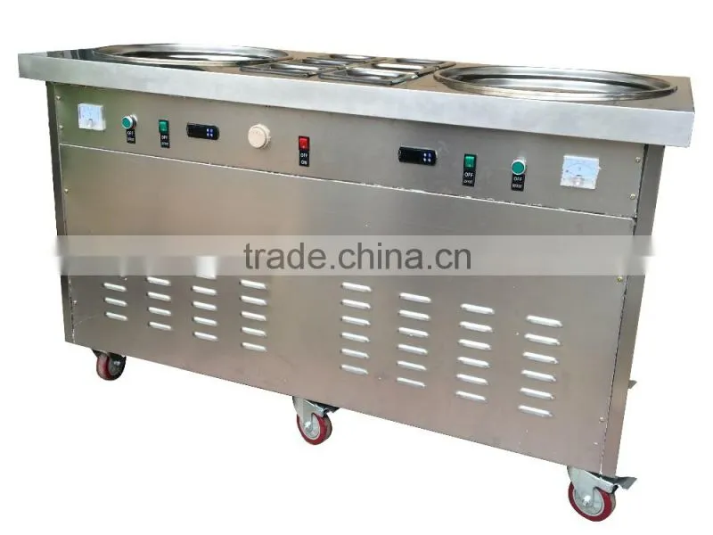 commercial rental double double pan frozen yogurt fried ice cream roll machine for sale