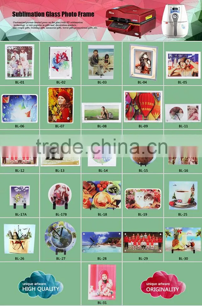 Sublimation Glass Photo Frame At Low Price Wholsale Made in China BL-05
