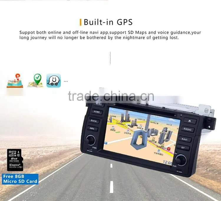 7 Inch 2 din Black screen design Android 5.1.1 RK3188 Android stereo sounds car gps dvd player for BMW 2002 to 2006 E46