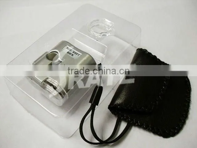 NO.9591 60X LED Illuminated Pocket Microscope with Scale