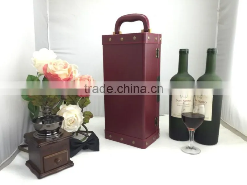 deluxe single bottle artificial PU leather wine box with wine accessories