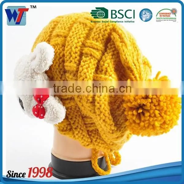 High Quality Pom Pom Cheap Custom Winter Hat Knitted Beanie Knitted Hat