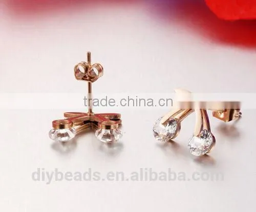 women cherry rose gold plated stainless steel earring