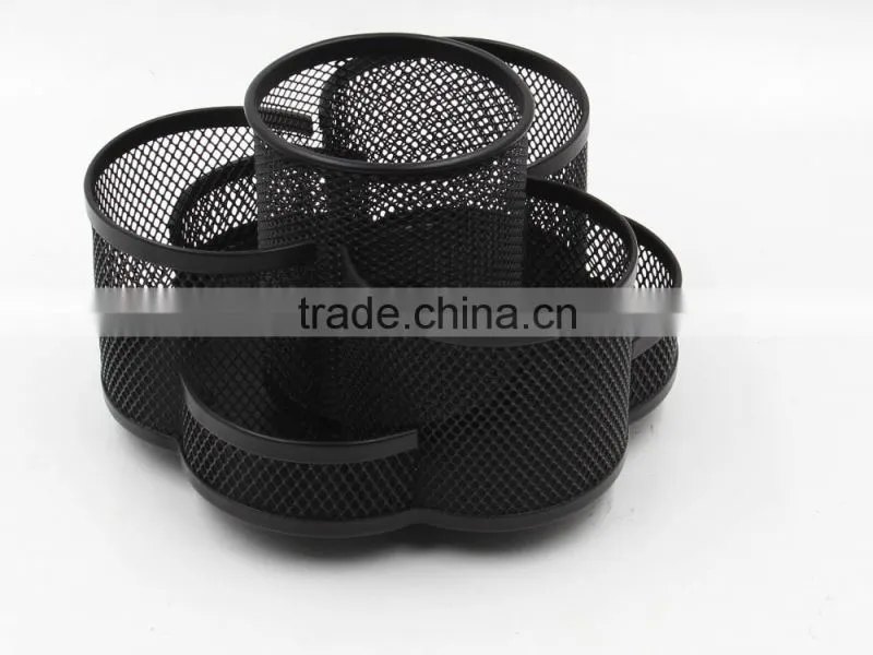 China factory made desktop fancy custom rotating metal mesh pen holder