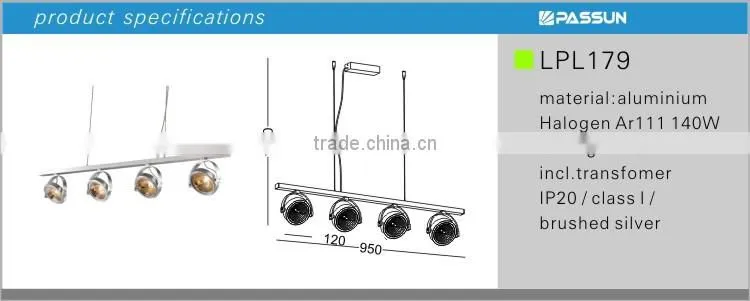 IP20 4*35w halogen hanging pendant light 120x950x1000mm halogen pendant light