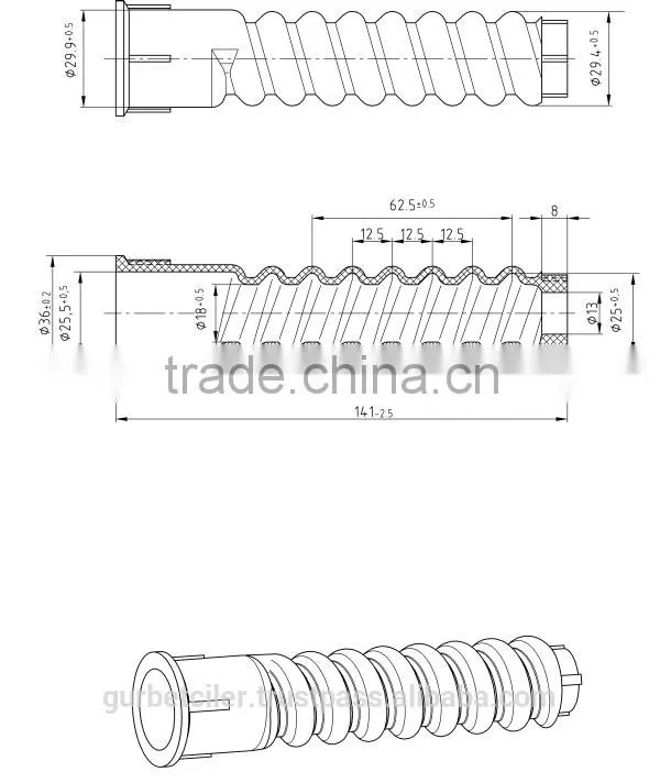 Nylon plastic dowel for screw spike, railway accessories made in Turkey