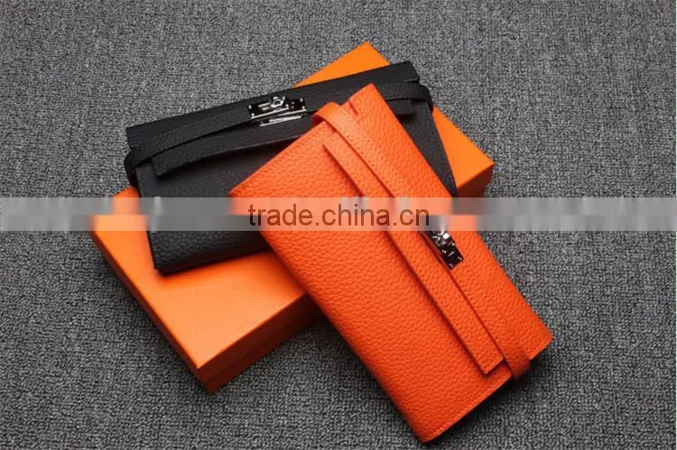 Cheap Genuine cow leather wallet women's Long Wallet