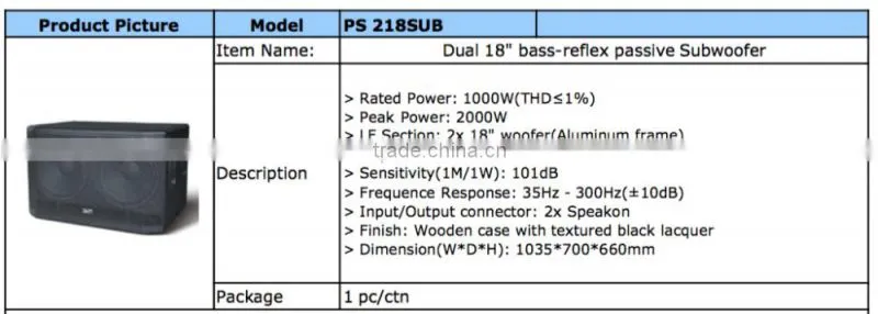 PS-218 powavesound professional speaker system dual 18" speaker box