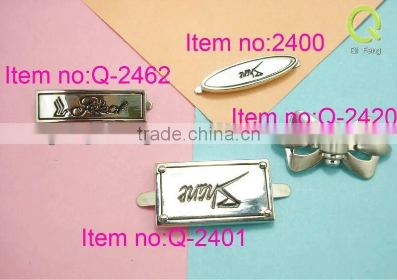 wholesale fashion leather luggage metal logo q-2301