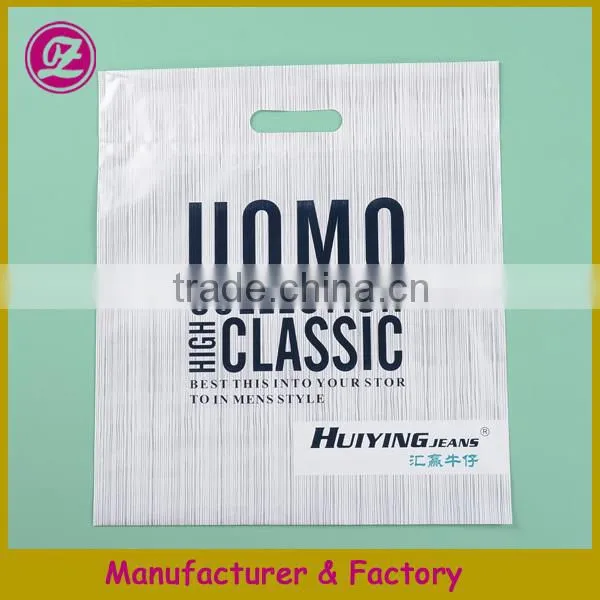 plastic reinforced die cut handle bag cheap price from Guangzhou manufacturer