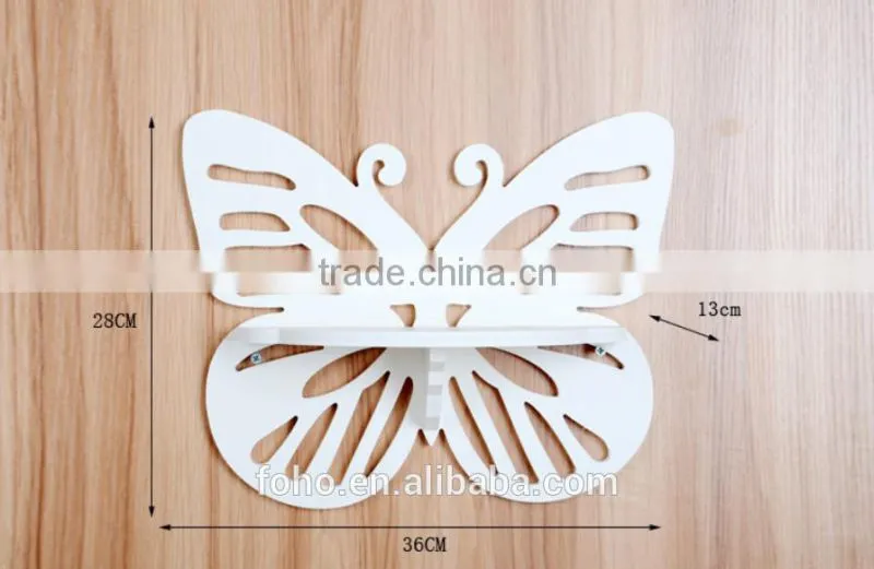 wooden shelf bathroom butterfly shape,Decorative modern display decorative wall decor shelf for sale