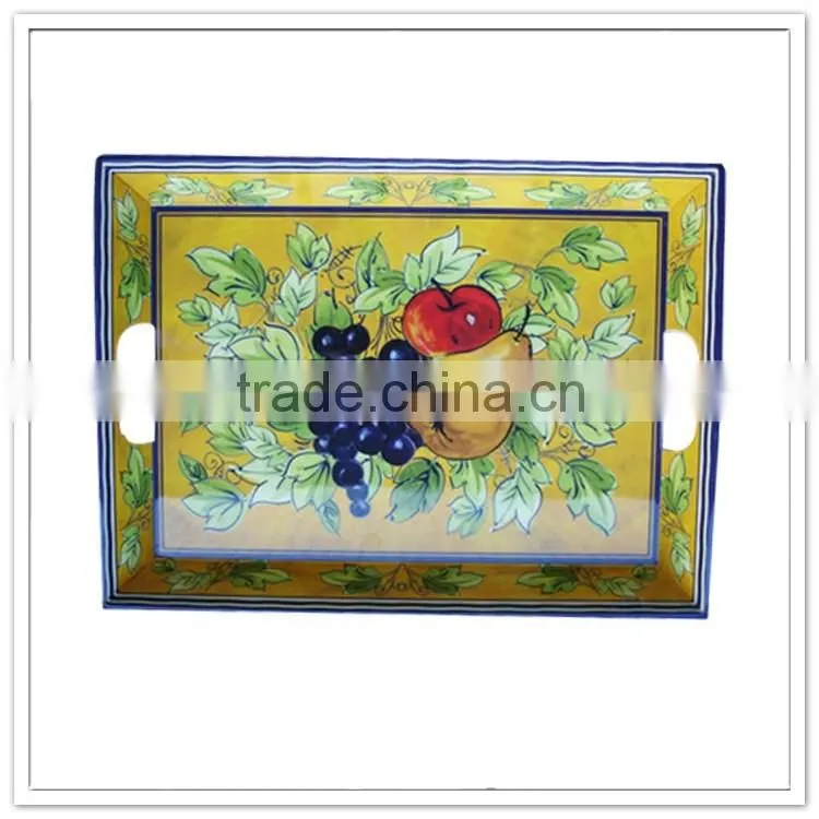 Melamine clear full print plastic rectangular tray