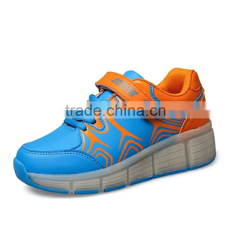 High quality roller skates USB charge led light children running sports shoes