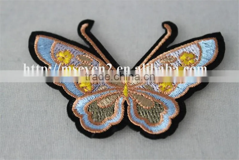 hot design colorful small butterfly valve appliques knitting patch accessories embroidery