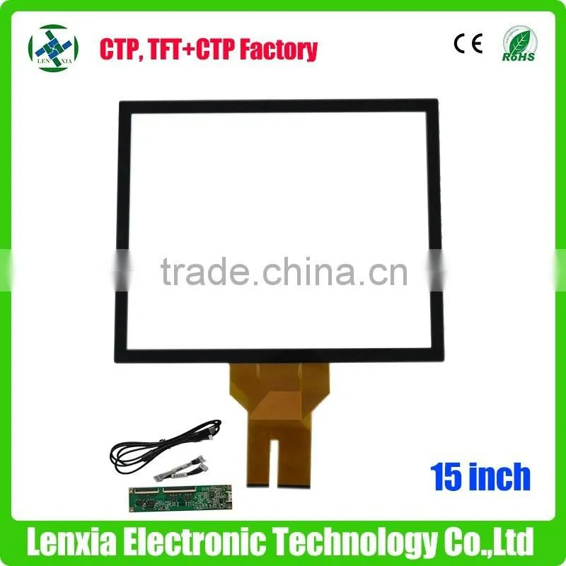 LENXIA factory 15 inch transparent glass touch screen for industrial use