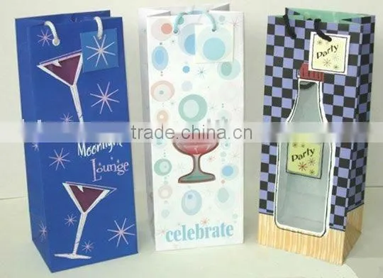 Newest high quality and low price wine gift paper bags
