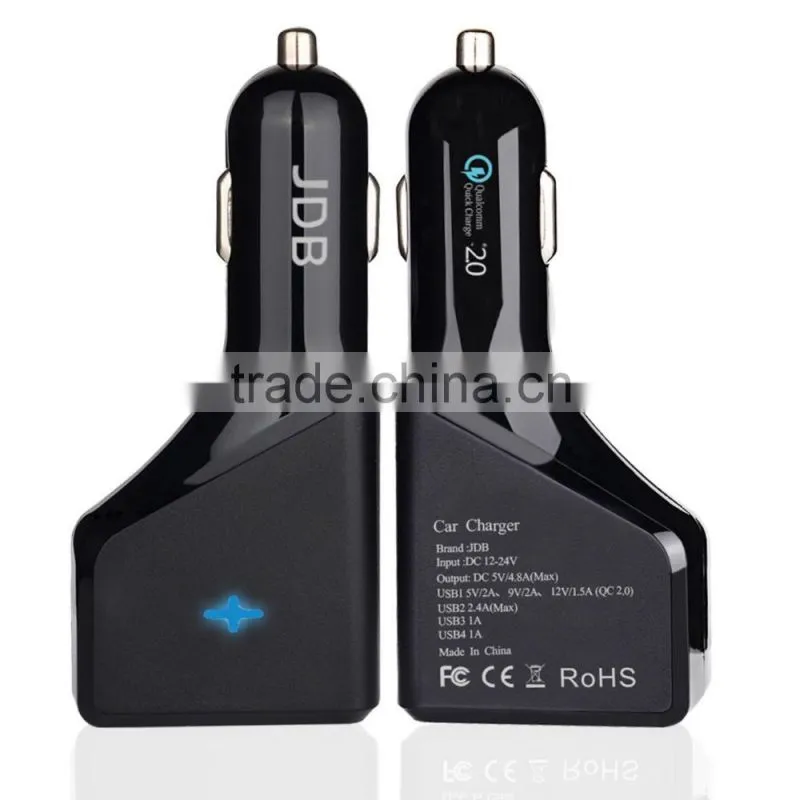 NEW 5V 2A 4 USB Quick Charge 2.0 car Charger travel charger, Intelligent car Charging, BLACK
