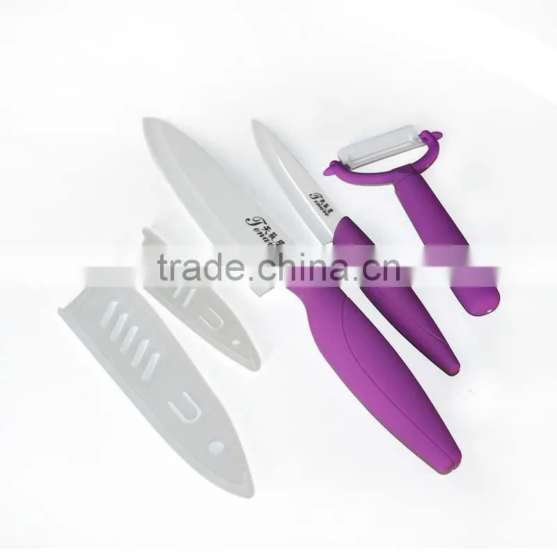 3 Piece Zircon ceramic Paring knife, fruit knife (4'+6'+slice kitchen knife)