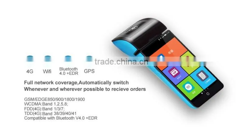 EMV PCI GPS NFC 4G LTE android pos terminal supports contactless card