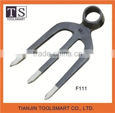 Forged railway steel garden fork hoe with round eye