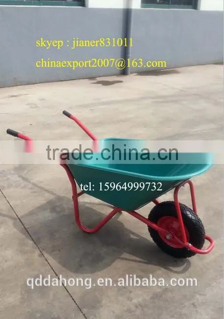 85L Wheelbarrow with Green Plastic Tray for Garden Use