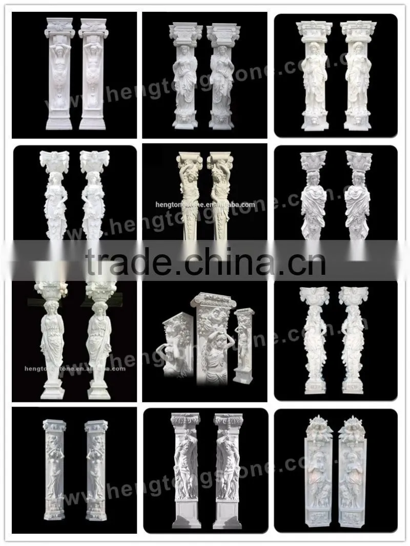 Luxry hand carved natural marle caryatid for garden decoration
